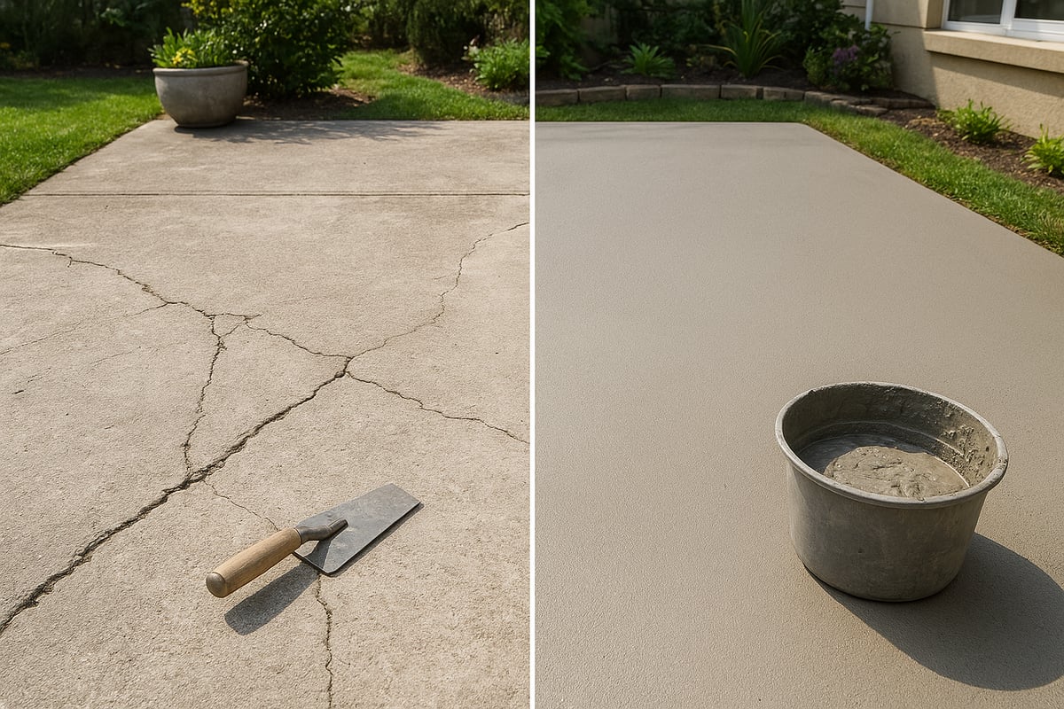 Tradesman performing precise concrete surface preparation and leveling
